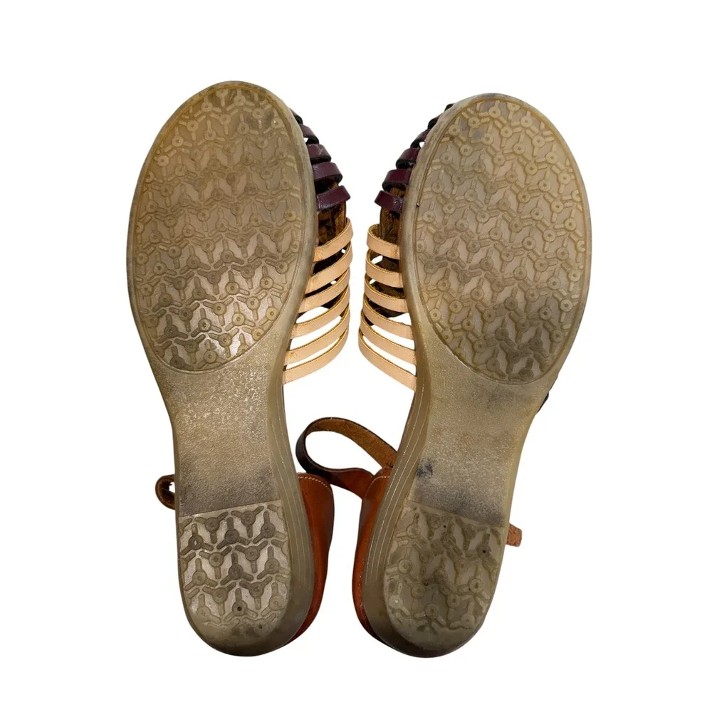 Artesano Couture Womens Leather Huarache Sandals Woven Boho Flats Brown 7 Mexico
